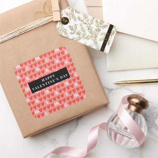 スタイリストかわいい甘いハートパターンシール&ラベル スクエアシール (ギフト)