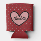 スタイリストかわいい甘い赤いハートパターンモノグラムギフト 缶クーラー (裏面)