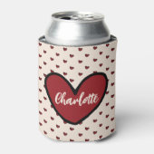 スタイリストかわいい甘い赤いハートパターンモノグラムギフト 缶クーラー (缶正面)