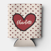 スタイリストかわいい甘い赤いハートパターンモノグラムギフト 缶クーラー (正面)