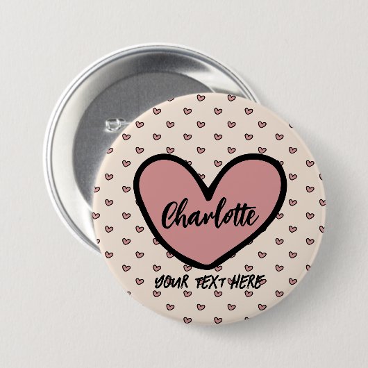 スタイリストかわいい甘い赤いハートパターンモノグラムギフト 缶バッジ (正面&裏面)