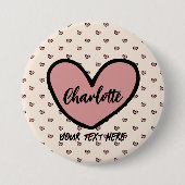 スタイリストかわいい甘い赤いハートパターンモノグラムギフト 缶バッジ (正面)