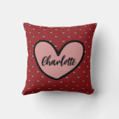 スタイリストかわいい甘い赤いハートパターンモノグラム クッション (裏面)
