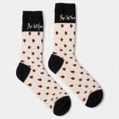 スタイリストかわいい甘い赤いハートパターンモノグラム ソックス (右)