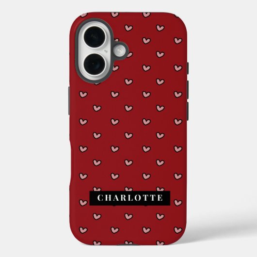スタイリストかわいい甘い赤いハートパターンモノグラム Case-Mate iPhoneケース (裏面)
