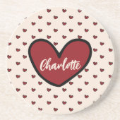 スタイリストが選んだかわいいスイートレッドハートパターンウェディングパーティー コースター (正面)