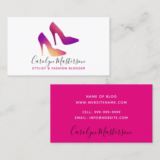 スタイリストのファッションのブロガーのハイヒールの魅力的な輝き 名刺 (正面/裏面)
