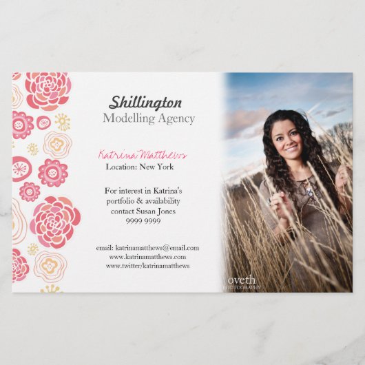 スタイリストのモデル写真の昇進カードの模倣 チラシ (正面)