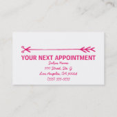 スタイリストの名刺w/Appointmentのメモ 予約カード (裏面)