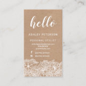 スタイリストの白のこんにちは花のクラフトのタイポグラフィ 名刺 (正面)