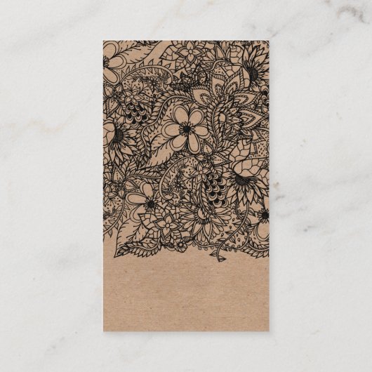 スタイリストの黒のこんにちは花のクラフトのタイポグラフィ 名刺 (裏面)