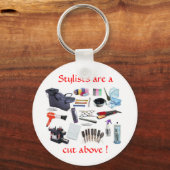 スタイリストは上に切り取られたキーチェーン キーホルダー (正面)