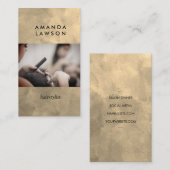 スタイリストカットのヘア | 金ゴールド水彩テクスチャ 名刺 (正面/裏面)