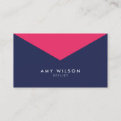 スタイリストカラーブロッ鮮やかクピンクブルーモダン 名刺 (正面)