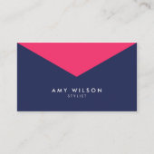 スタイリストカラーブロッ鮮やかクピンクブルーモダン 名刺 (正面)