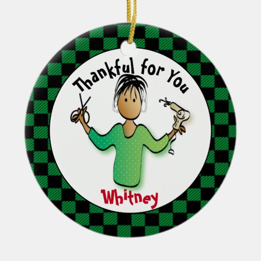 スタイリストギフトアイディア – 美容師のカスタムあり セラミックオーナメント (正面)