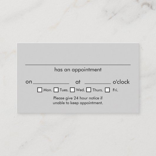 スタイリストシルバーアポイントメント 名刺 (裏面)