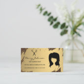 スタイリストツールウッドレザー金ゴールドブラシ 名刺 (スタンド正面)