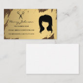 スタイリストツールウッドレザー金ゴールドブラシ 名刺 (正面/裏面)