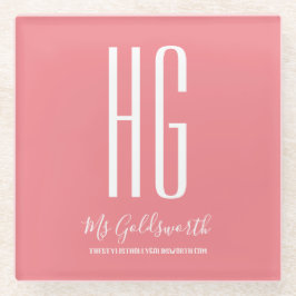 スタイリストパーソナライズされたコーラルピンク ガラスコースター