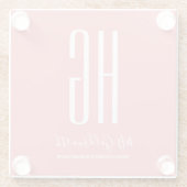 スタイリストパーソナライズされたコーラルピンク ガラスコースター (裏面)