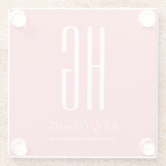 スタイリストパーソナライズされたコーラルピンク ガラスコースター (裏面)