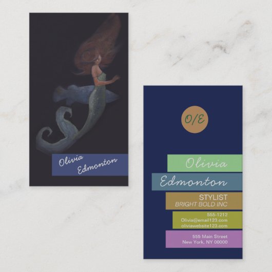 スタイリストヘアマーメイドカスタムテンプレートアートプリント 名刺 (正面/裏面)