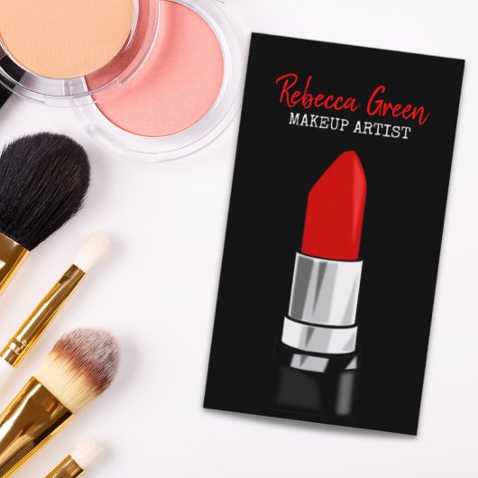 スタイリストメイクアップアーティスト美容師赤い口紅 名刺