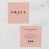 スタイリストモダンミニマルなピンクブラックデザイナー スクエア名刺 (正面/裏面)