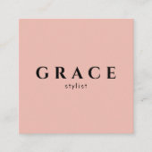 スタイリストモダンミニマルなピンクブラックデザイナー スクエア名刺 (正面)