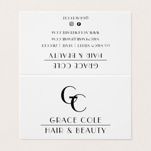 スタイリストリマインダーブラック&ホワイトサロンアポイントメント 名刺 (外部フラット)