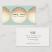 スタイリスト金ゴールド円ライトターコイズ美しいサロン 名刺 (正面/裏面)