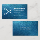 スタイリスト |シアーズ |青いテクスチャの背景 名刺 (正面/裏面)
