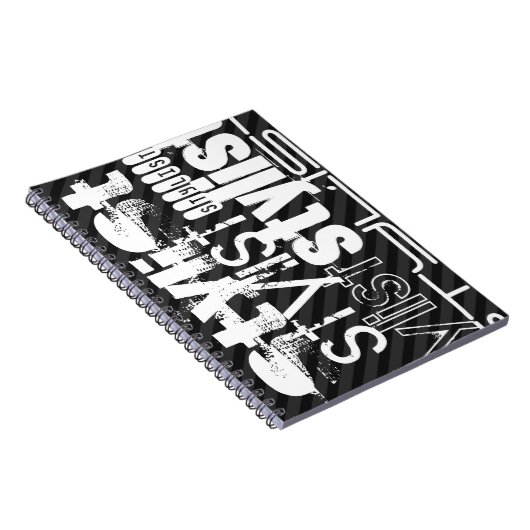 スタイリスト;黒と濃いグレーのストライプ ノートブック (右側)