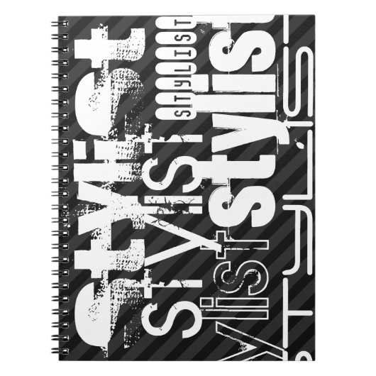 スタイリスト;黒と濃いグレーのストライプ ノートブック (正面)