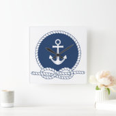 スタイリッシュいかり及びロープ スクエア壁時計 (ホーム)