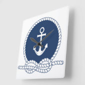 スタイリッシュいかり及びロープ スクエア壁時計 (傾斜)