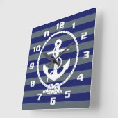 スタイリッシュいかり航海のと青色のパターン スクエア壁時計 (傾斜)