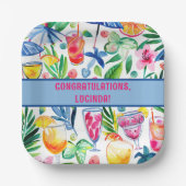 スタイリッシュおもしろいカラフルおめでとう ペーパープレート (正面)