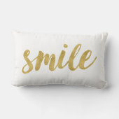 スタイリッシュおもしろいスマイル金ゴールド ランバークッション (裏面)