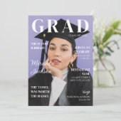 スタイリッシュおもしろい2025年モダン卒業雑誌 招待状 (スタンド正面)