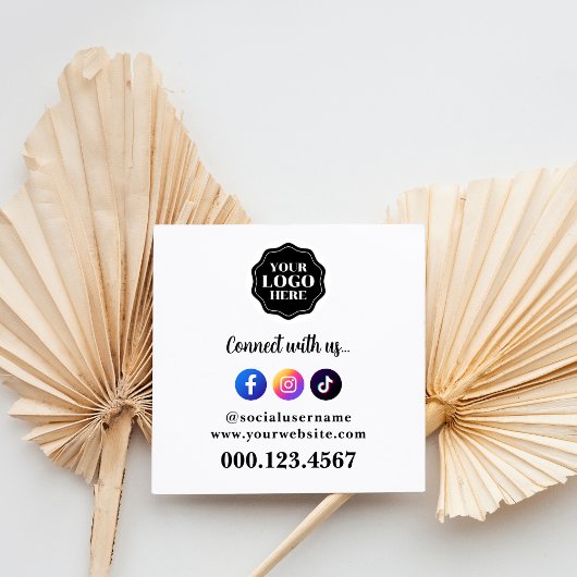 スタイリッシュおよびシンプルソーシャルメディアQRコード スクエア名刺