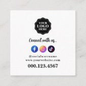 スタイリッシュおよびシンプルソーシャルメディアQRコード スクエア名刺 (正面)