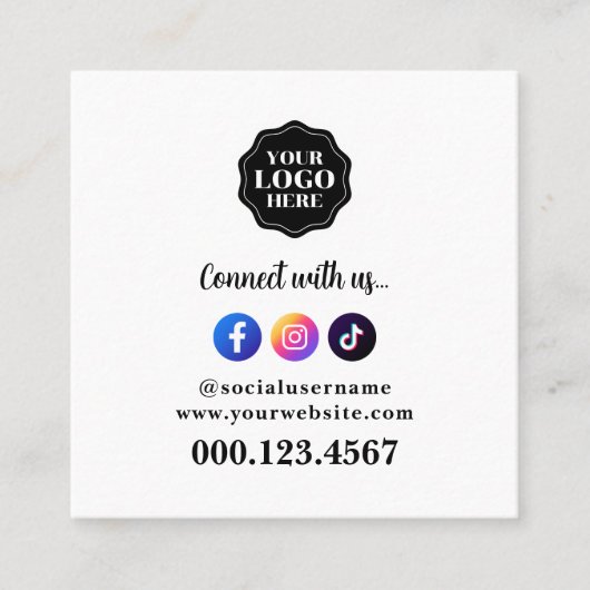 スタイリッシュおよびシンプルソーシャルメディアQRコード スクエア名刺 (正面)