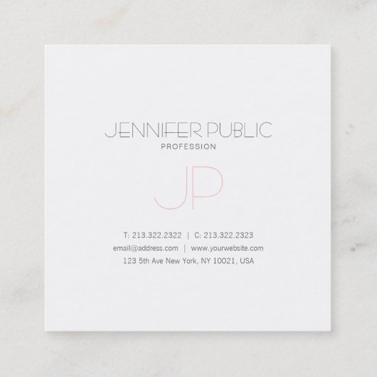 スタイリッシュお洒落モノグラムのデザイントレンディー スクエア名刺 (裏面)