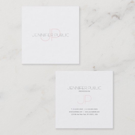 スタイリッシュお洒落モノグラムのデザイントレンディー スクエア名刺 (正面/裏面)