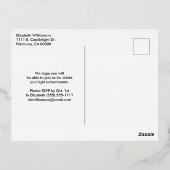 スタイリッシュお祝い・オブ・ライフ・ブラック金ゴールド葉 箔招待状ポストカード (裏面)