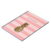 スタイリッシュかわいらしガーリー金ゴールドパイナップル&ピンクストライプク ノートブック (左側)