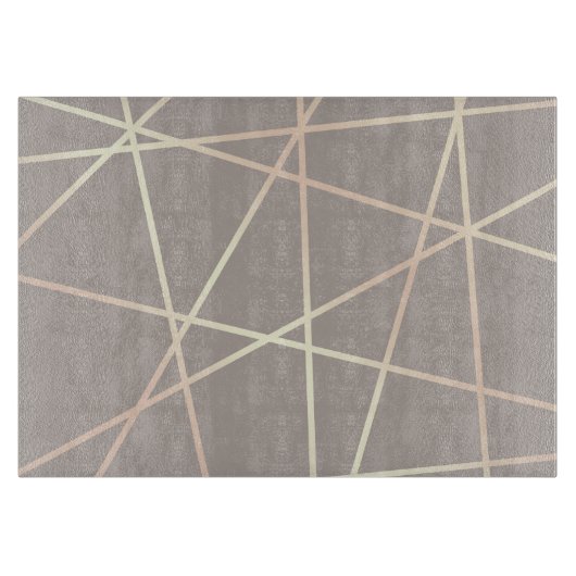 スタイリッシュかわいらしバラ金ゴールドとグレー幾何学的 カッティングボード (正面)