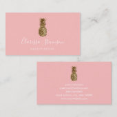 スタイリッシュかわいらし女金ゴールドパイナップルのメイクアーティスト 名刺 (正面/裏面)